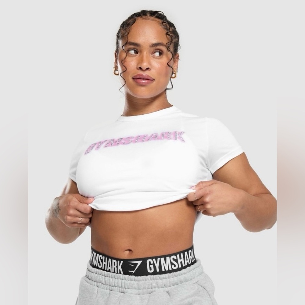 GYMSHARK Diamanté Baby Tee nwt size XL